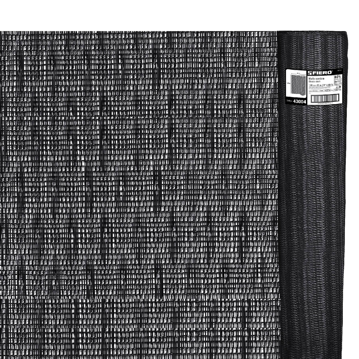 Rollo de toldo de polietileno, 80% sombra, 1.25 x 25m, negro