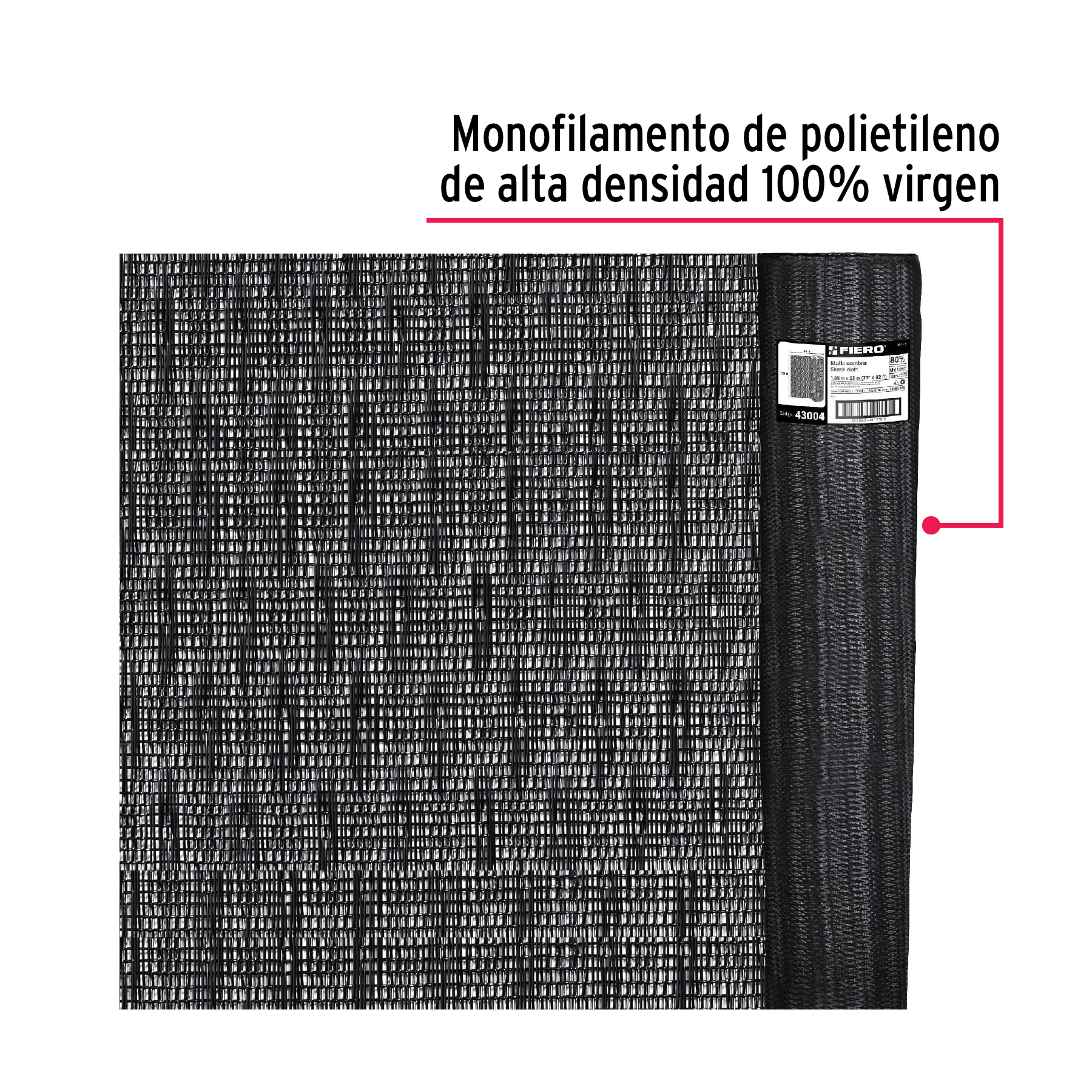 Rollo de toldo de polietileno, 80% sombra, 1.25 x 25m, negro