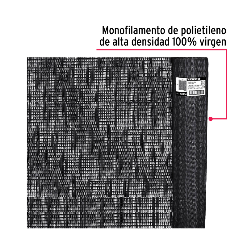 Rollo de toldo de polietileno, 80% sombra, 1.25 x 25m, negro