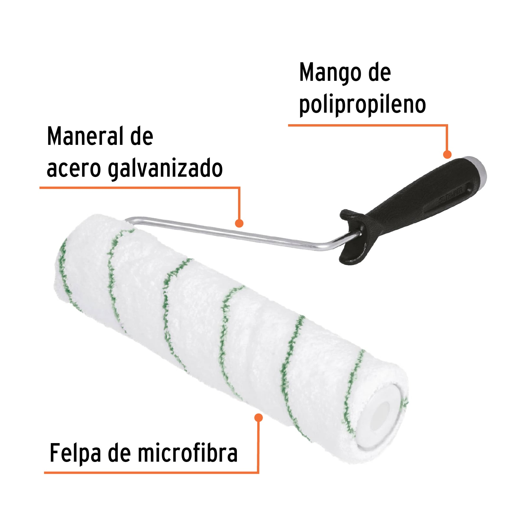 Rodillo para pintar, felpa de 9 x 3/8" de microfibra