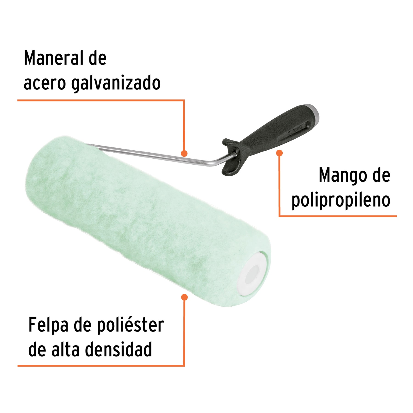 Rodillo para pintar, felpa 9 x 5/8", lisa