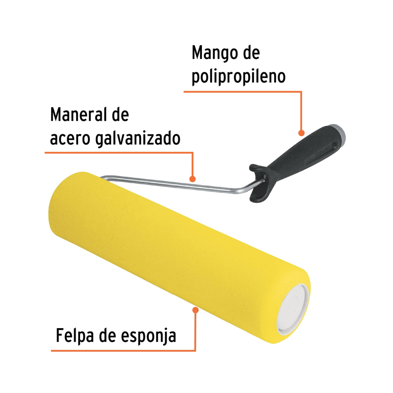 Rodillo para pintar, felpa 9 x 3/8", lisa de esponja
