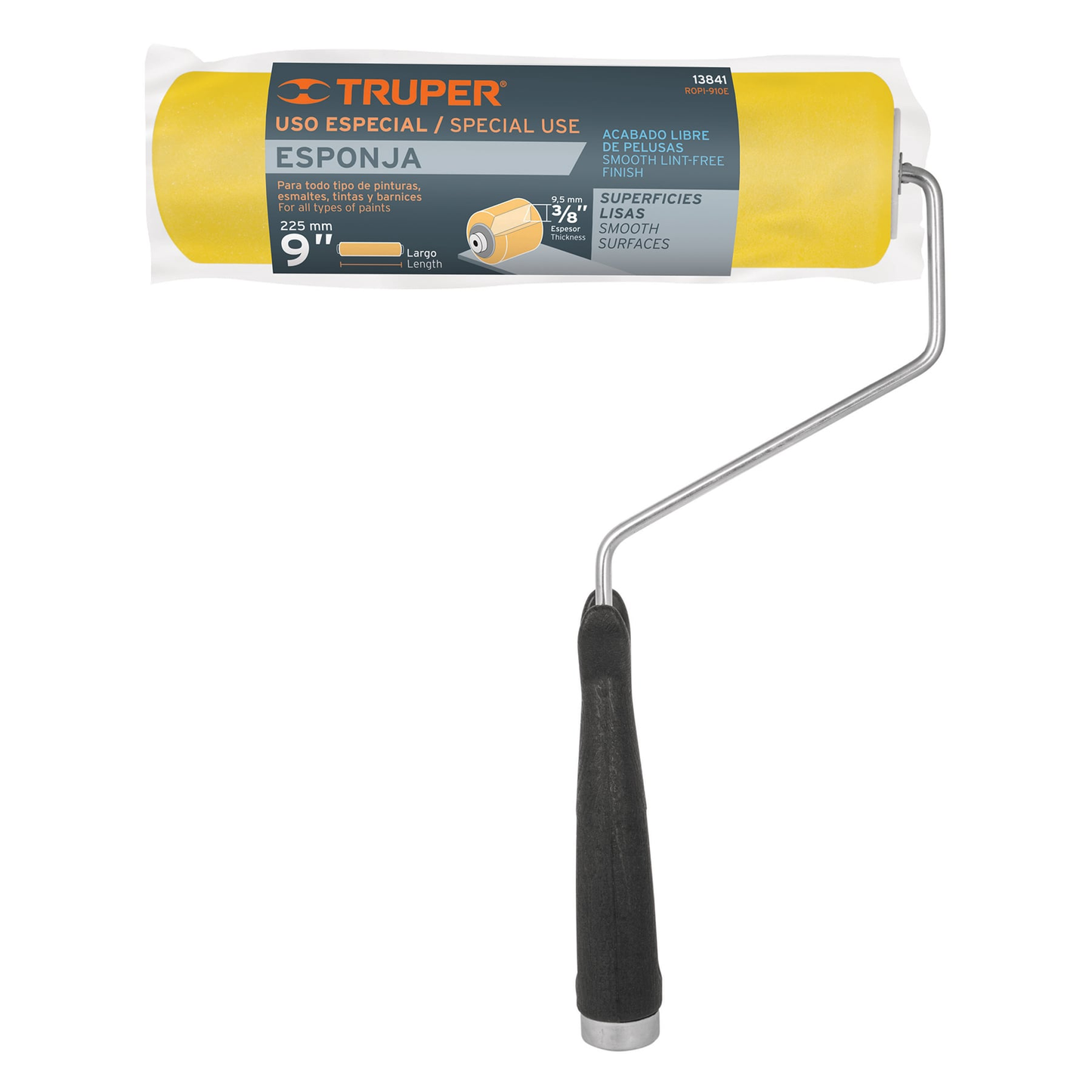 Rodillo para pintar, felpa 9 x 3/8", lisa de esponja