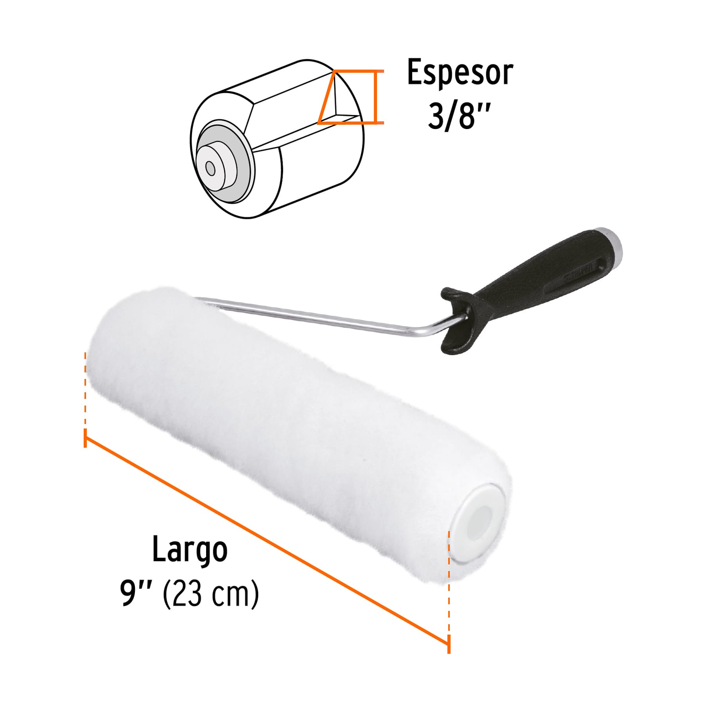 Rodillo para pintar, felpa 9 x 3/8", extra lisa