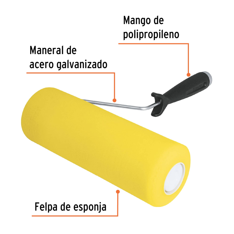 Rodillo para pintar, felpa 9 x 3/4", semi rugosa de esponja