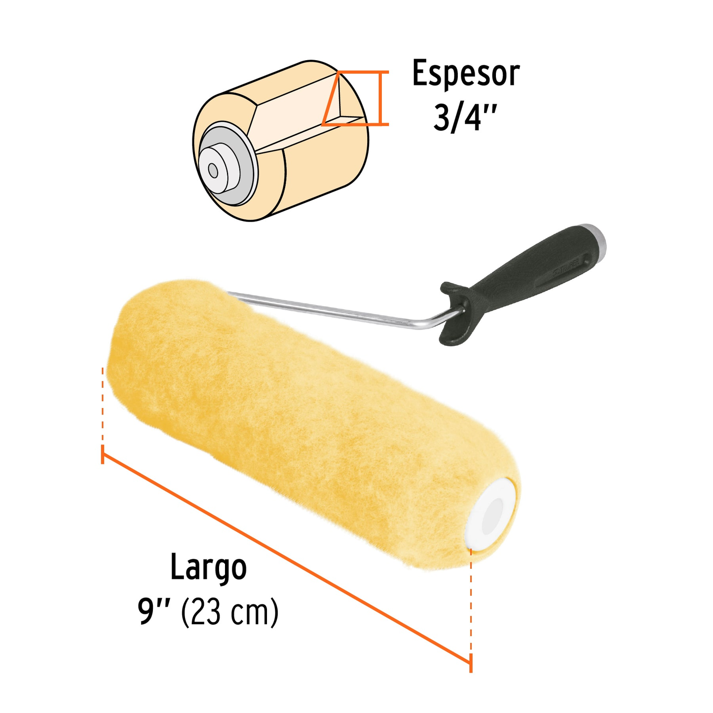 Rodillo para pintar, felpa 9 x 3/4", semi rugosa