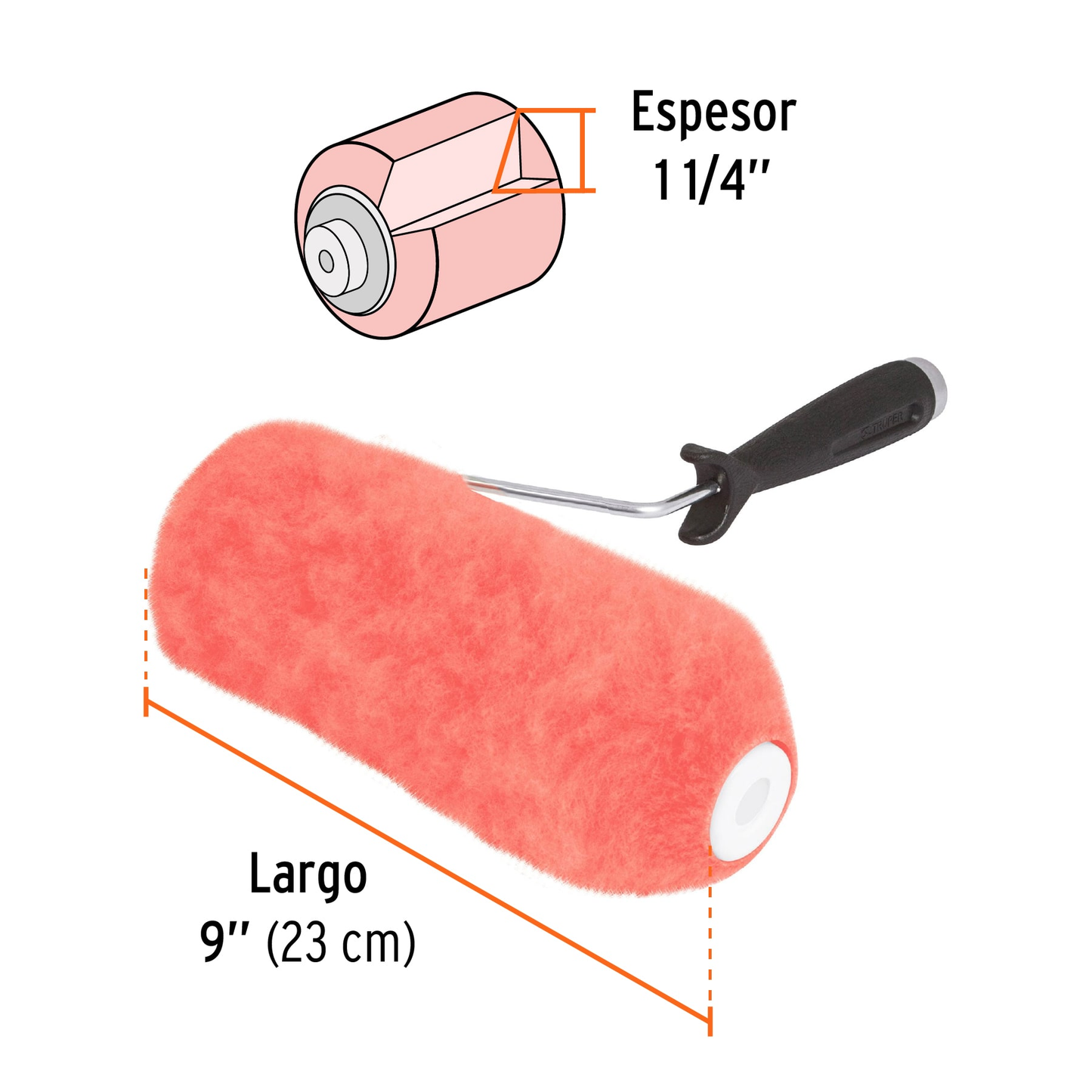 Rodillo para pintar, felpa 9 x 1-1/4", extra rugosa