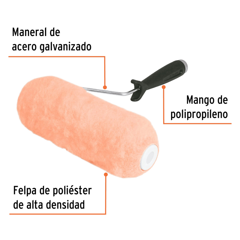 Rodillo para pintar, felpa 9 x 1", rugosa