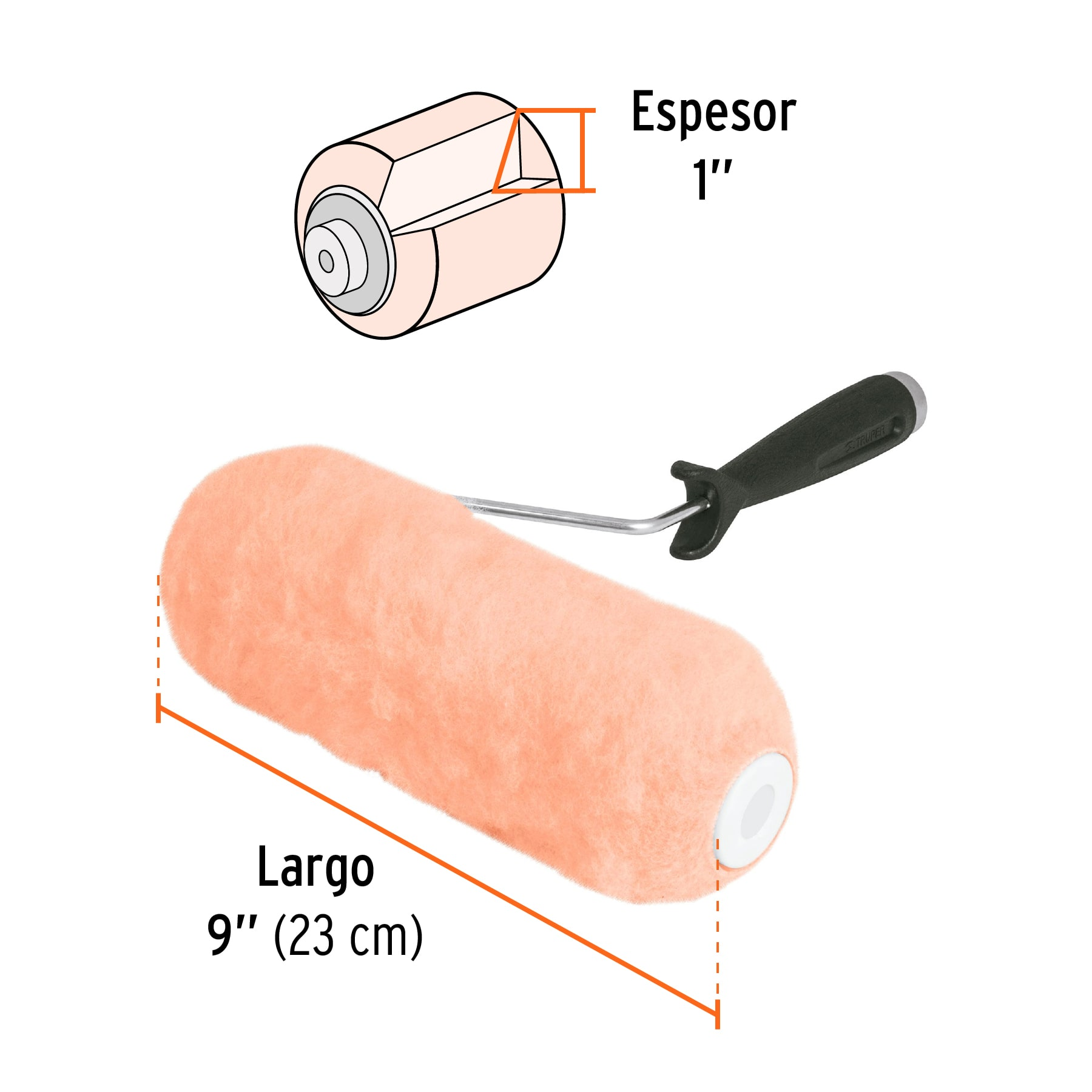 Rodillo para pintar, felpa 9 x 1", rugosa