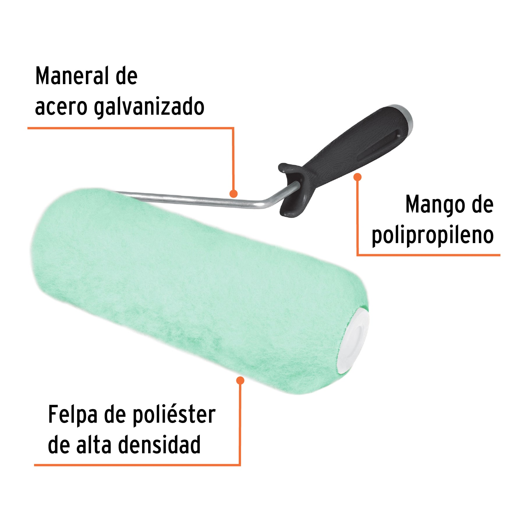 Rodillo para pintar, felpa 7 x 5/8", lisa