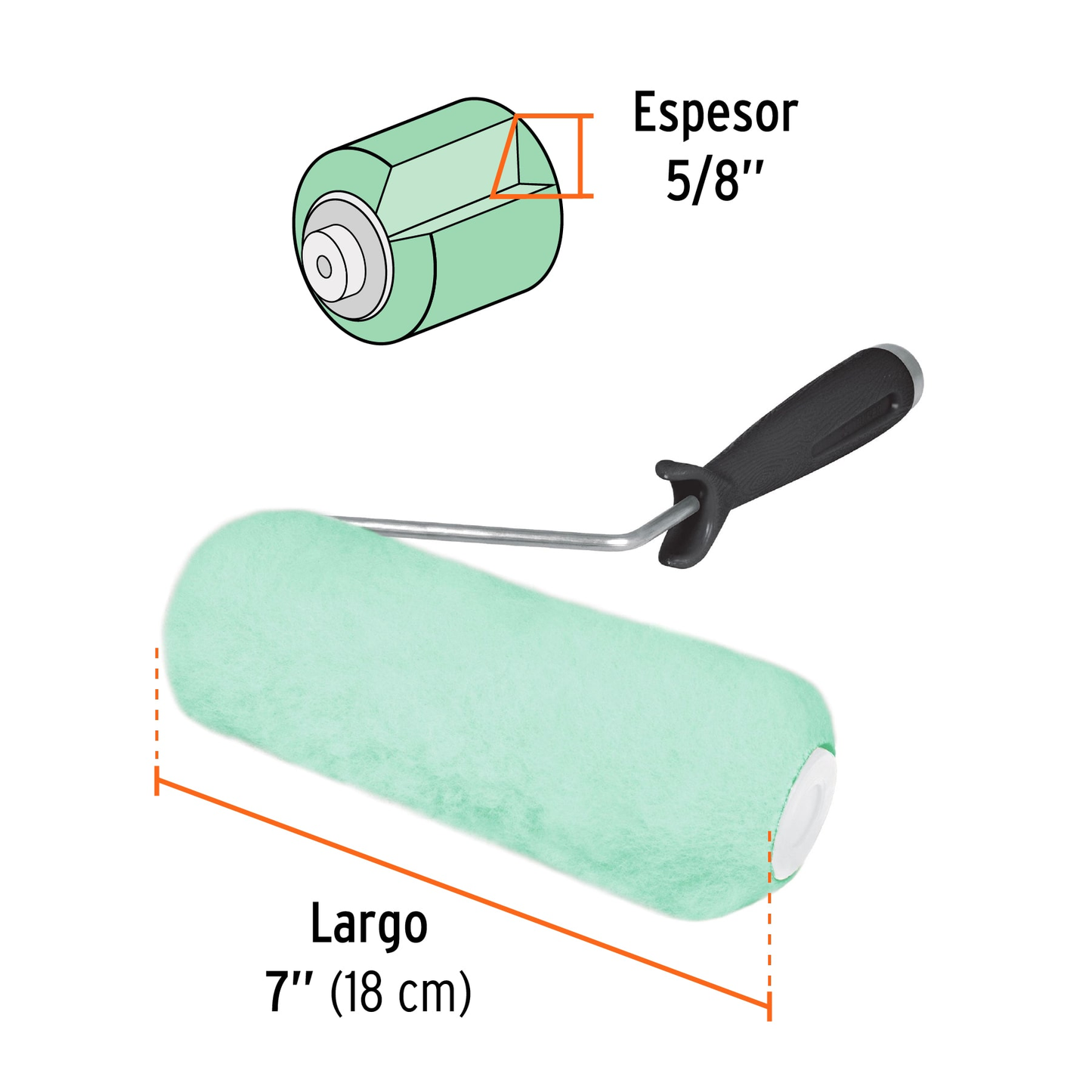 Rodillo para pintar, felpa 7 x 5/8", lisa