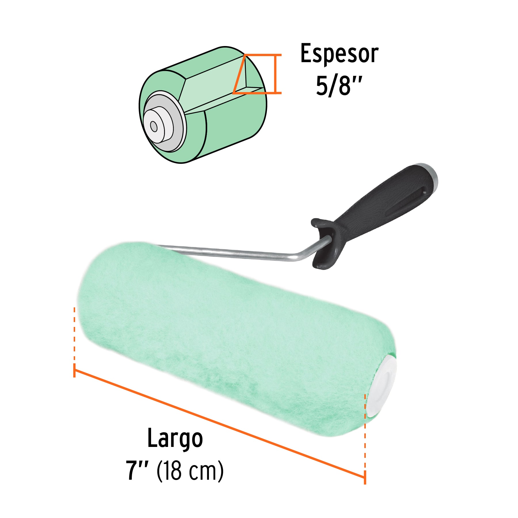 Rodillo para pintar, felpa 7 x 5/8", lisa