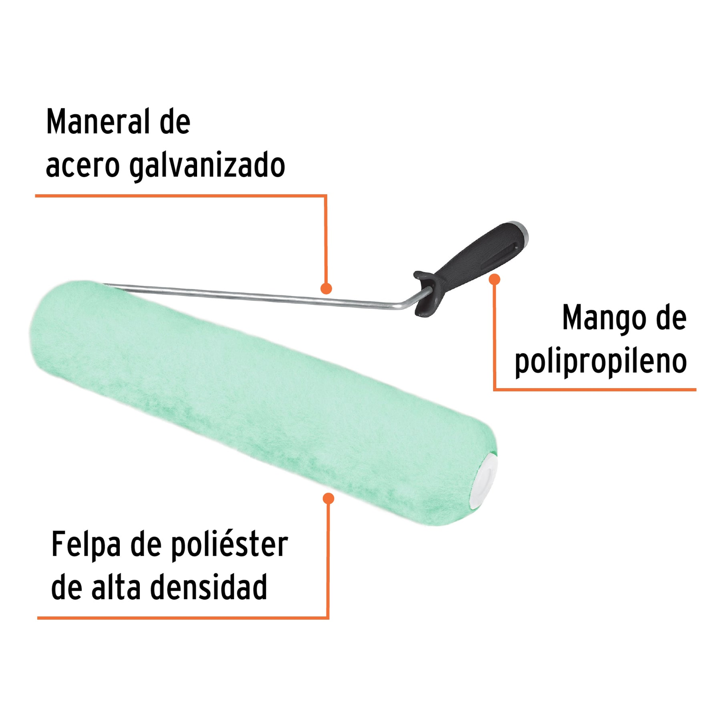 Rodillo para pintar, felpa 12 x 5/8", lisa