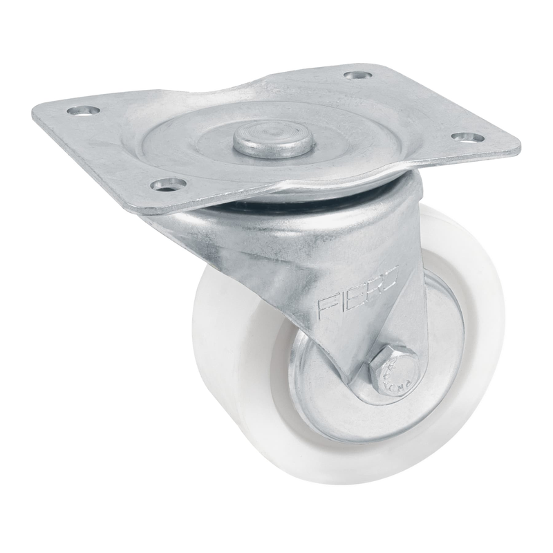 Rodaja de polietileno 4", placa giratoria, pisada 42mm