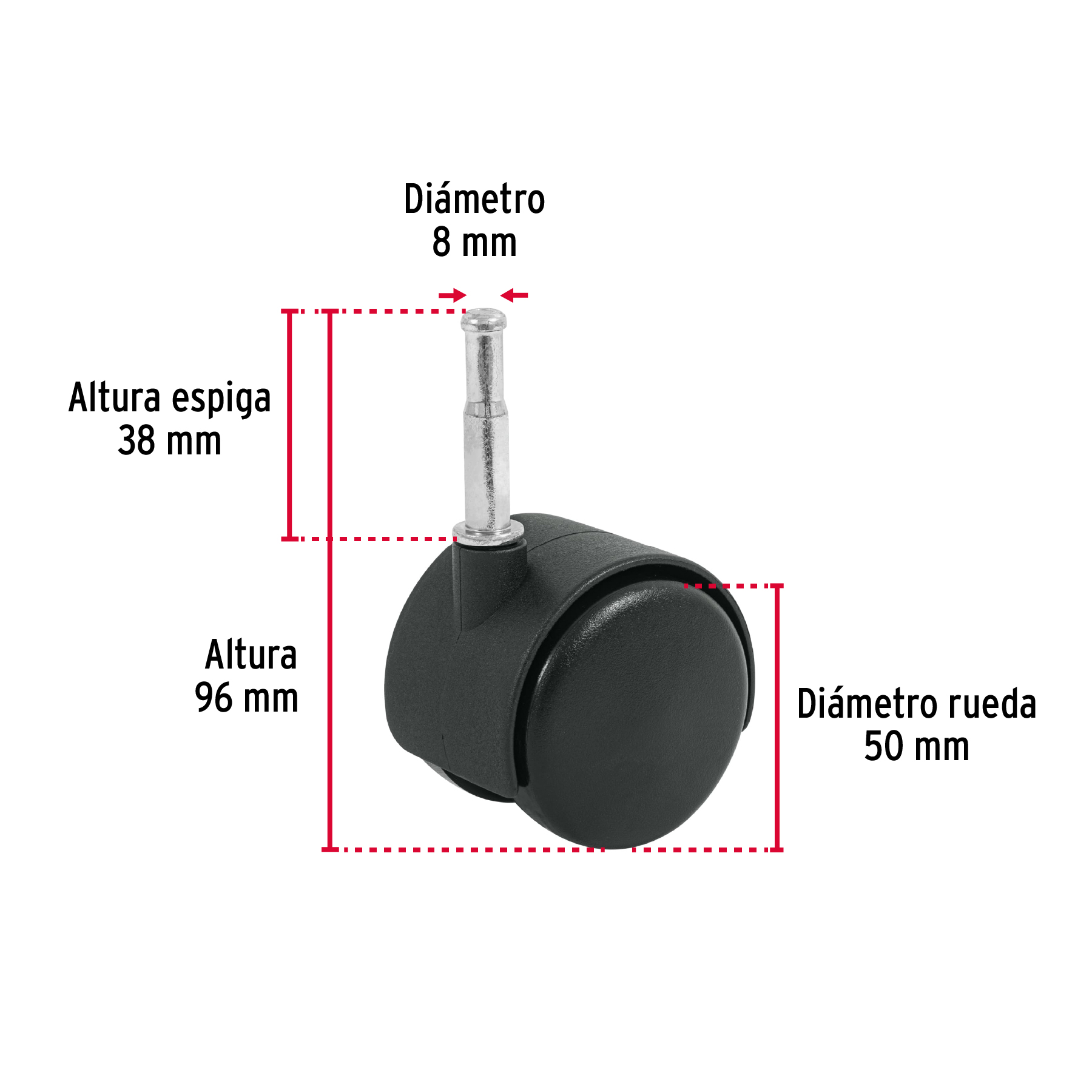 Rodaja tipo yoyo con espiga tipo socket 50 mm