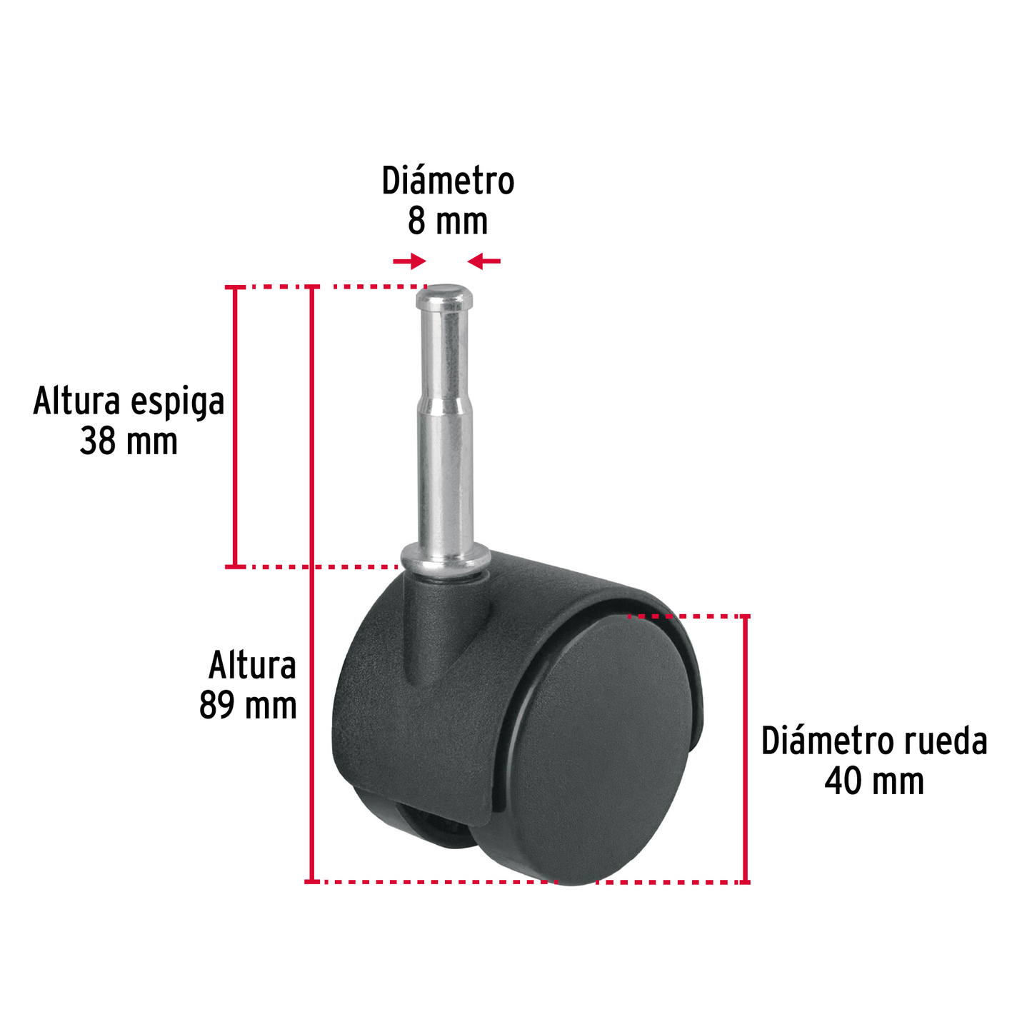Rodaja tipo yoyo con espiga tipo socket 40 mm