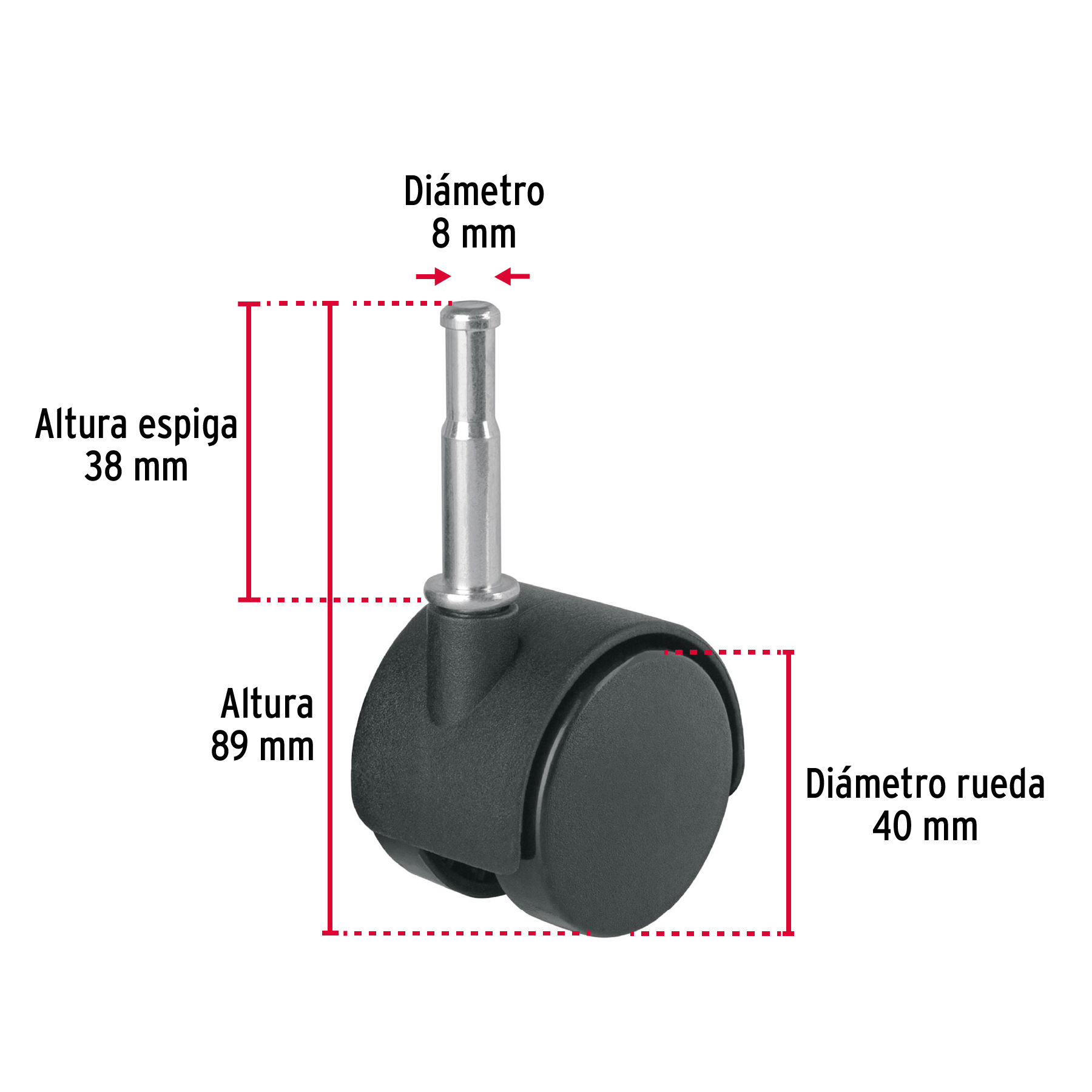 Rodaja tipo yoyo con espiga tipo socket 40 mm