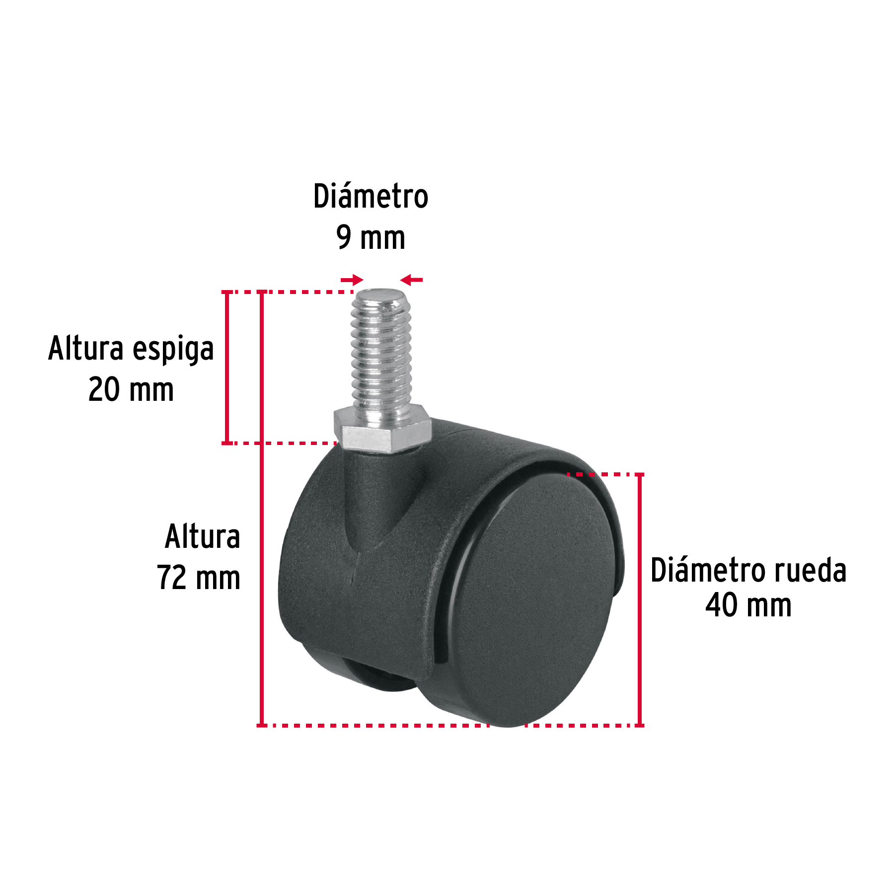 Rodaja tipo yoyo con espiga 40 mm
