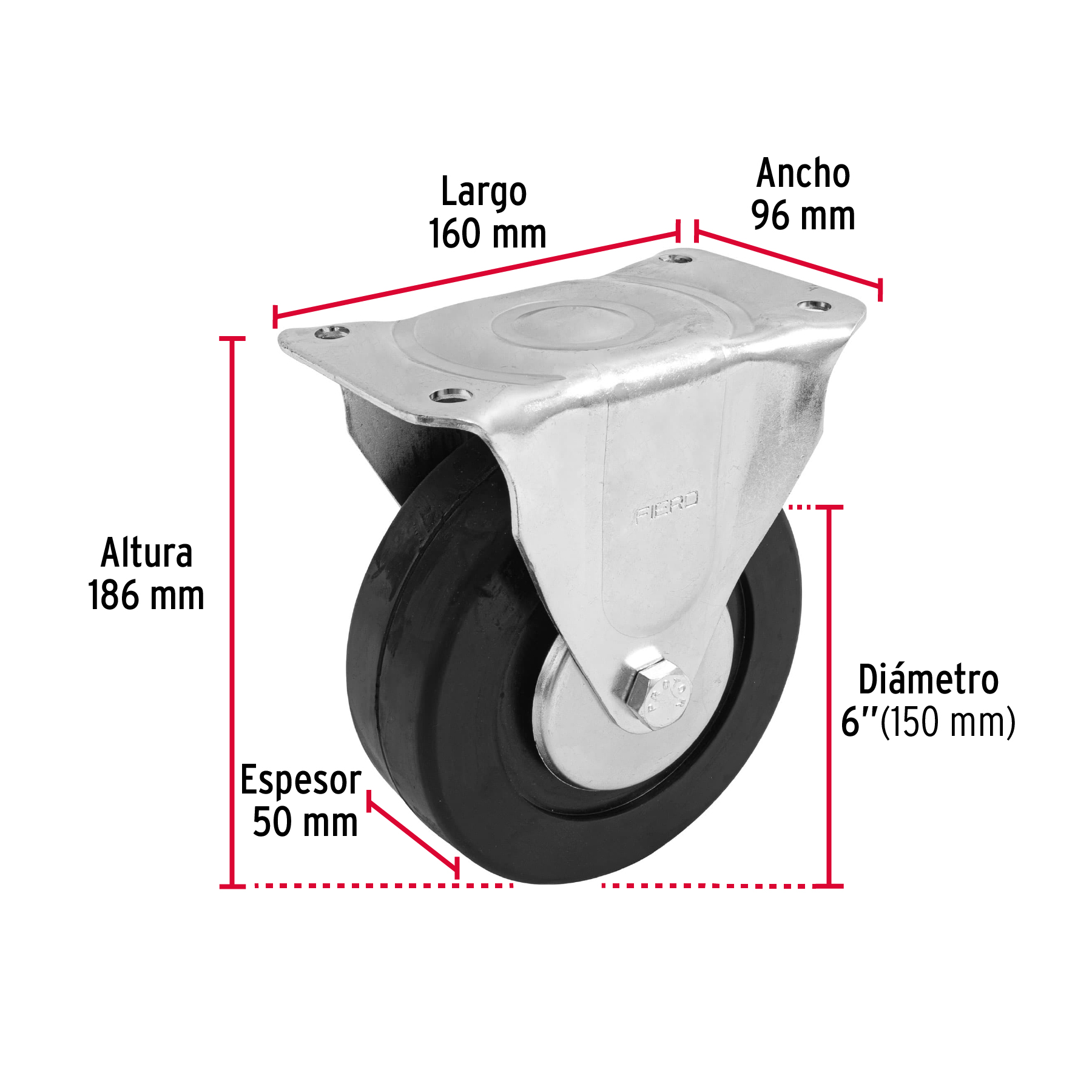Rodaja hule placa fija 6" con balero
