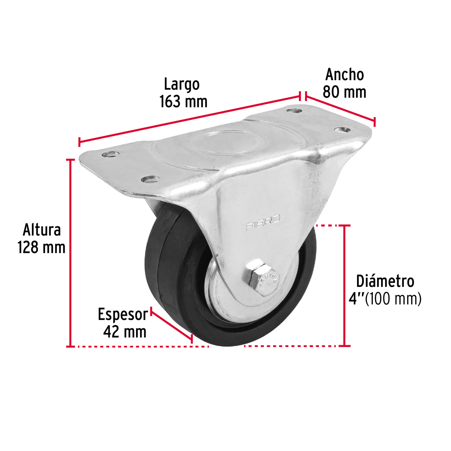 Rodaja hule placa fija 4" con balero
