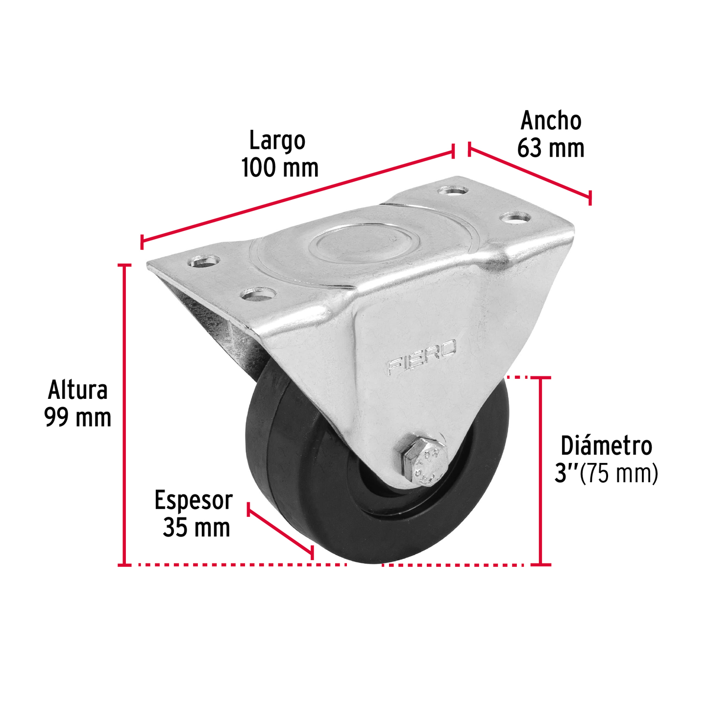 Rodaja hule placa fija 3" con buje