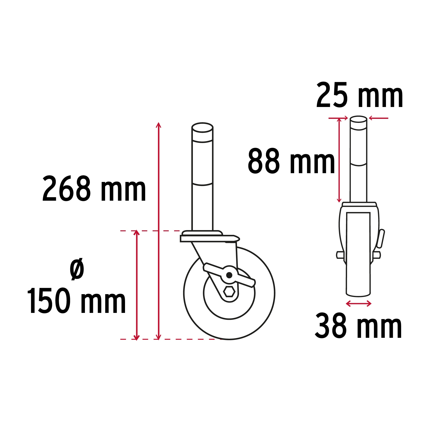 Rodaja hule espiga solida 1" x 6"freno