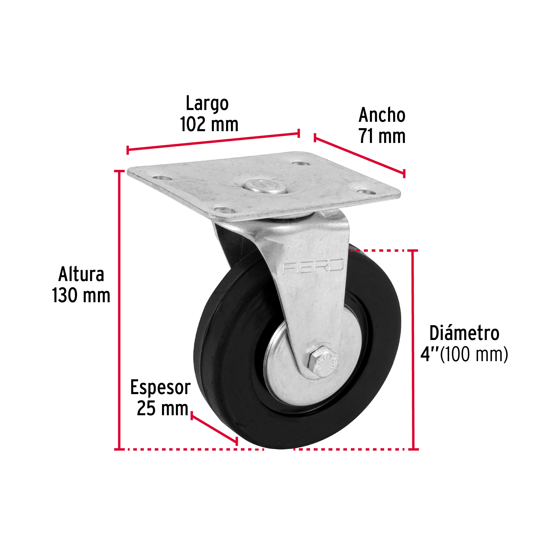Rodaja hule 4", 25 mm con balero