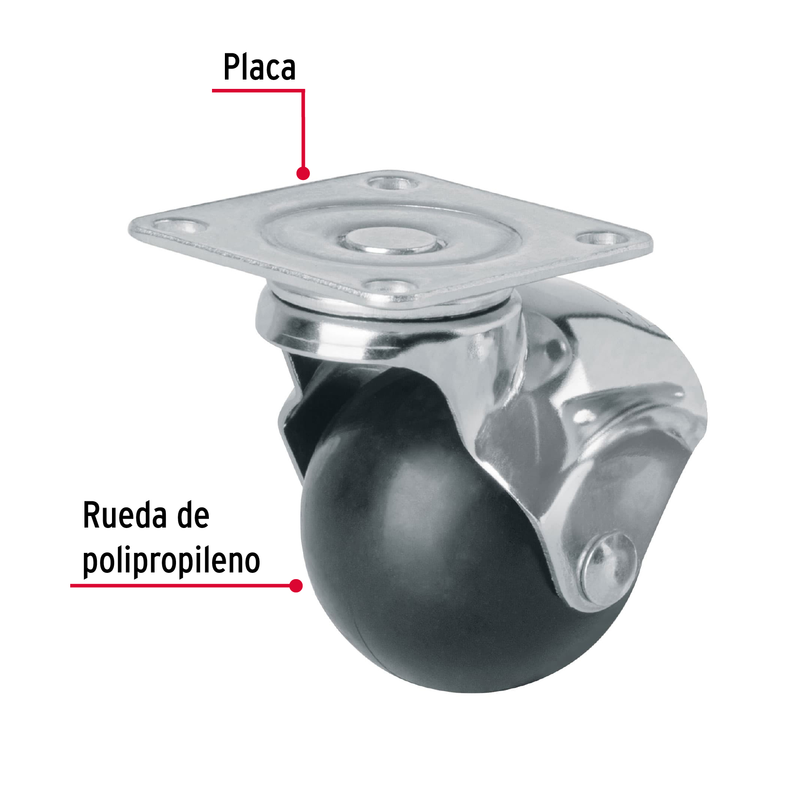 Rodaja esférica, 50 mm con placa
