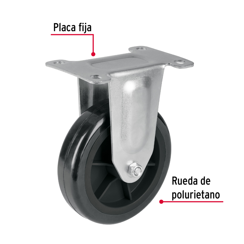 Rodaja de poliuretano 5", placa fija para DIA-300P