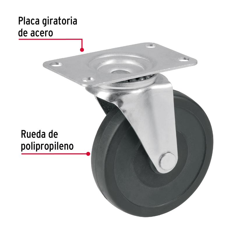 Rodaja de polipropileno 4", placa giratoria para DIA-385P