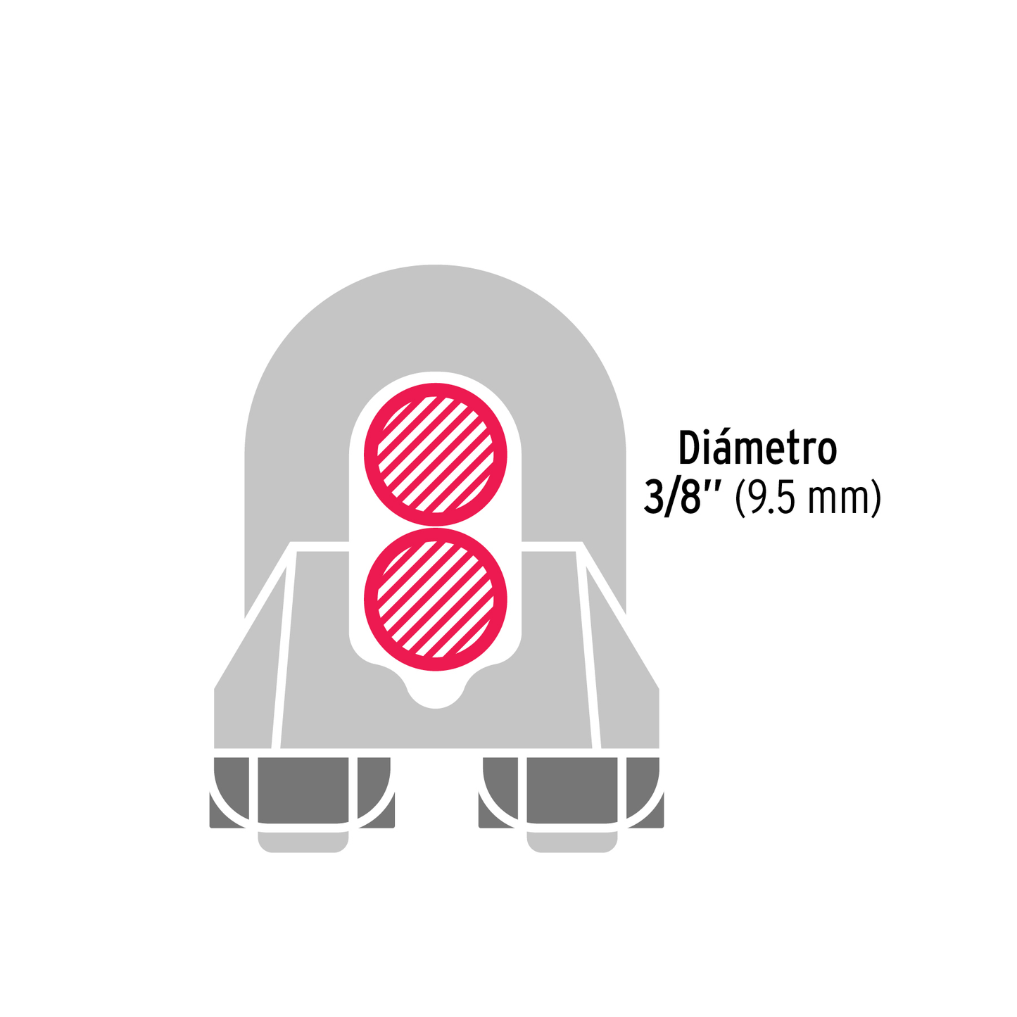 Bolsa con 20 nudos (perros) de hierro para cable de 3/8'