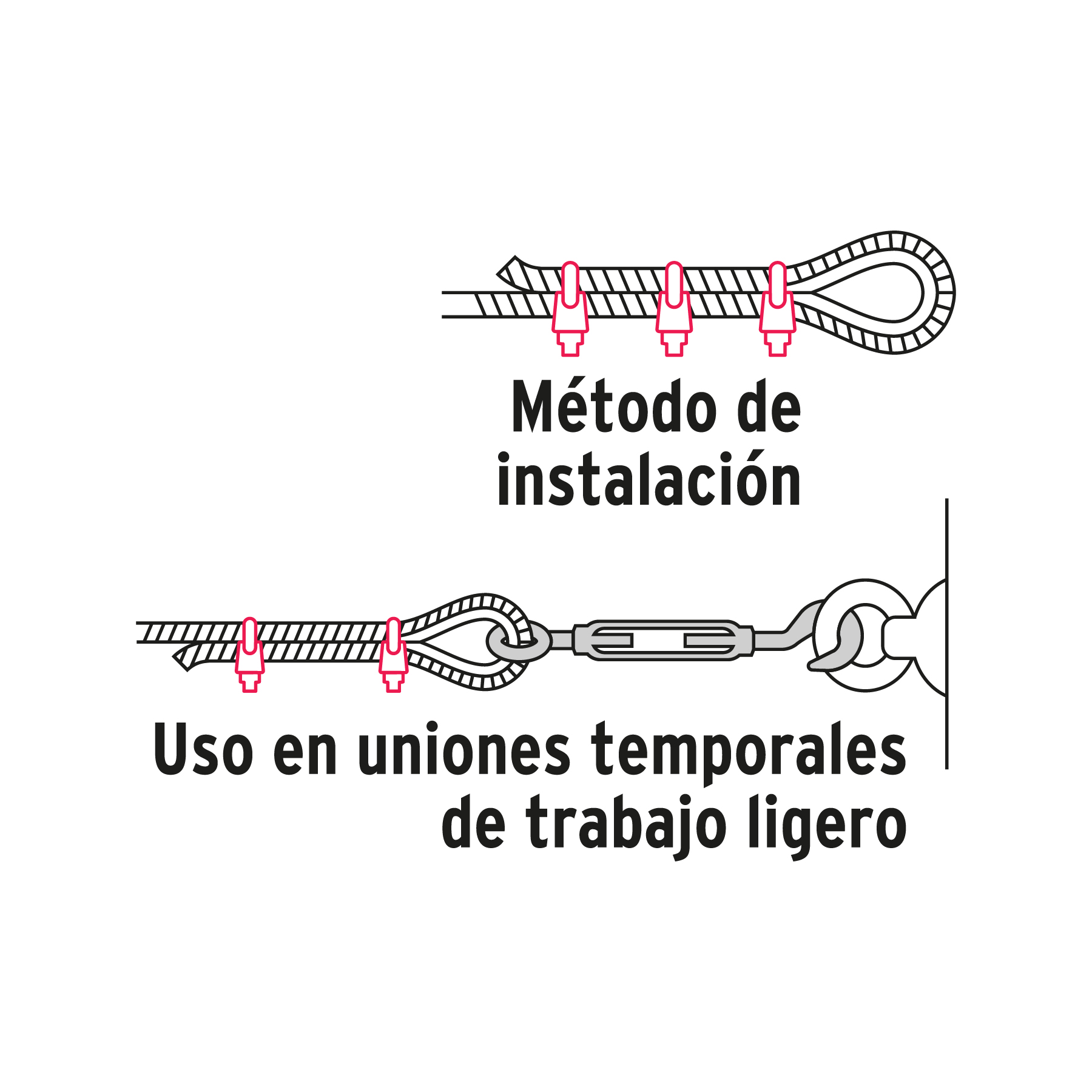 Bolsa con 20 nudos (perros) de hierro para cable de 3/8'