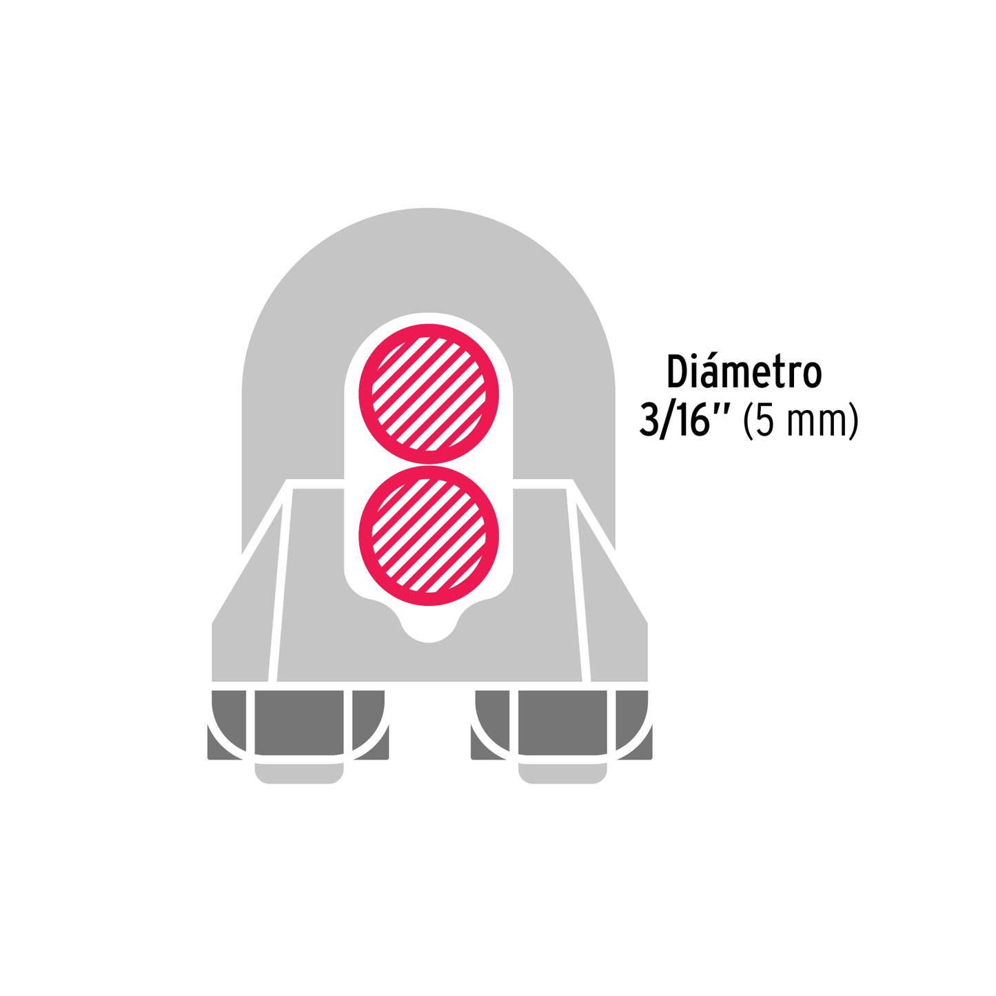 Bolsa con 50 nudos (perros) de hierro para cable de 3/16'