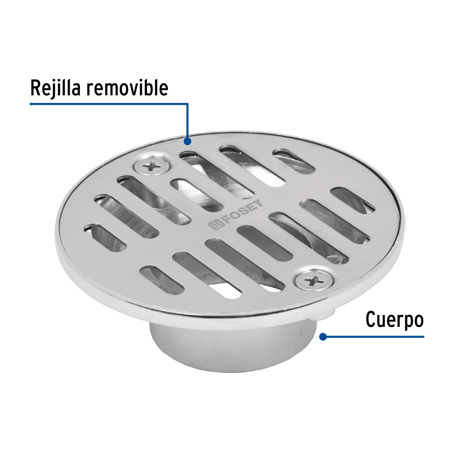 Resumidero metálico, redondo, 3-1/2"