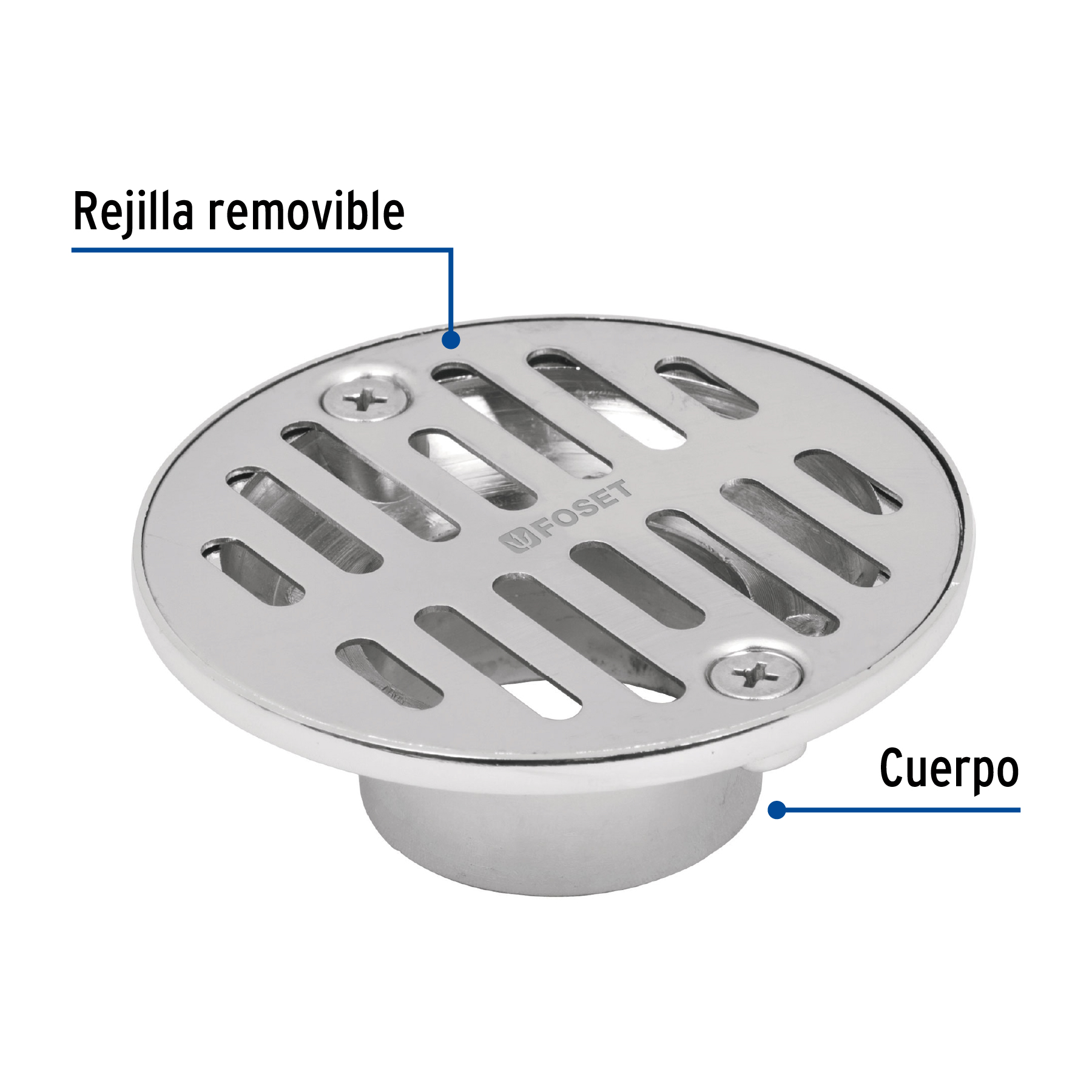 Resumidero metálico, redondo, 3-1/2"