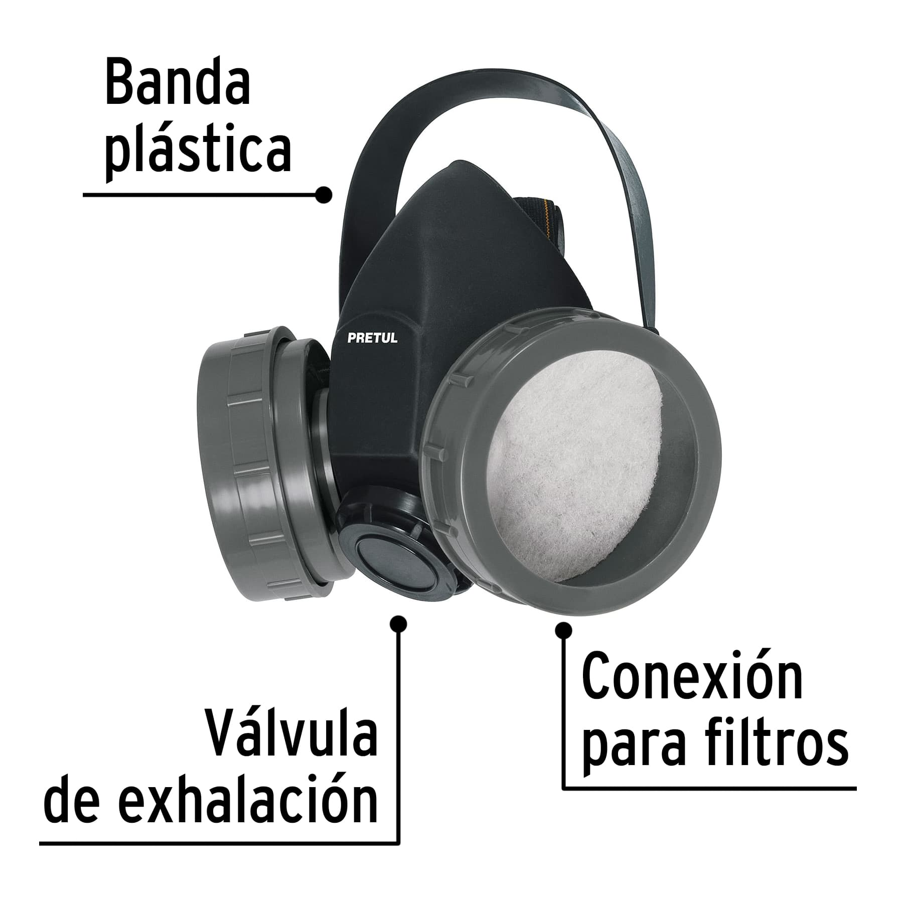 Respirador sin cartucho, 2 filtro, pretul