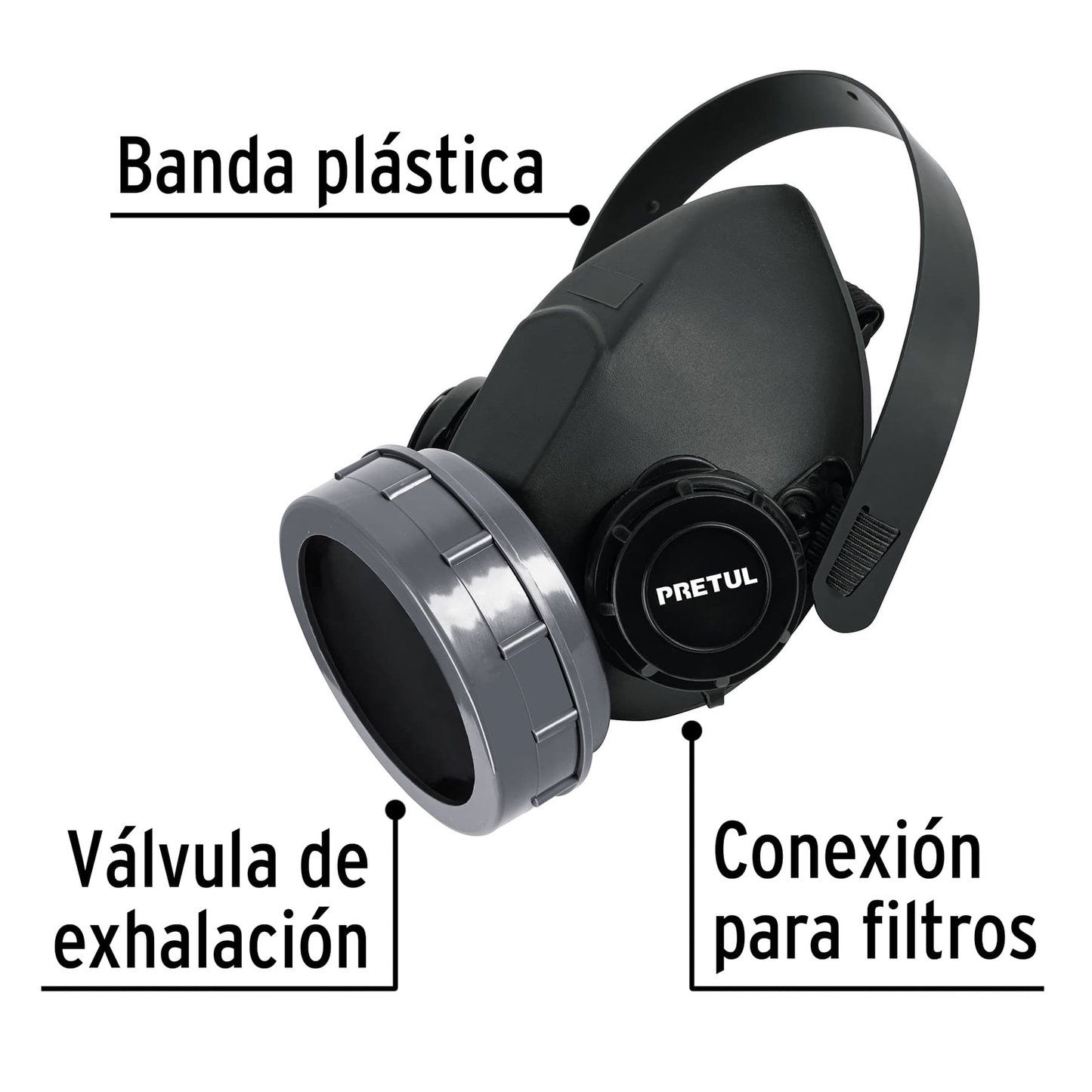 Respirador sin cartucho, 1 filtro, pretul