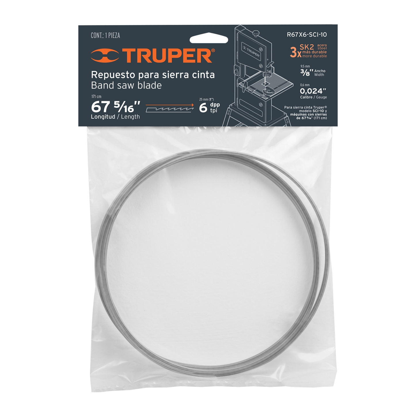 Repuesto sierra 67" x 6 dpp, para sierra cinta sci-10
