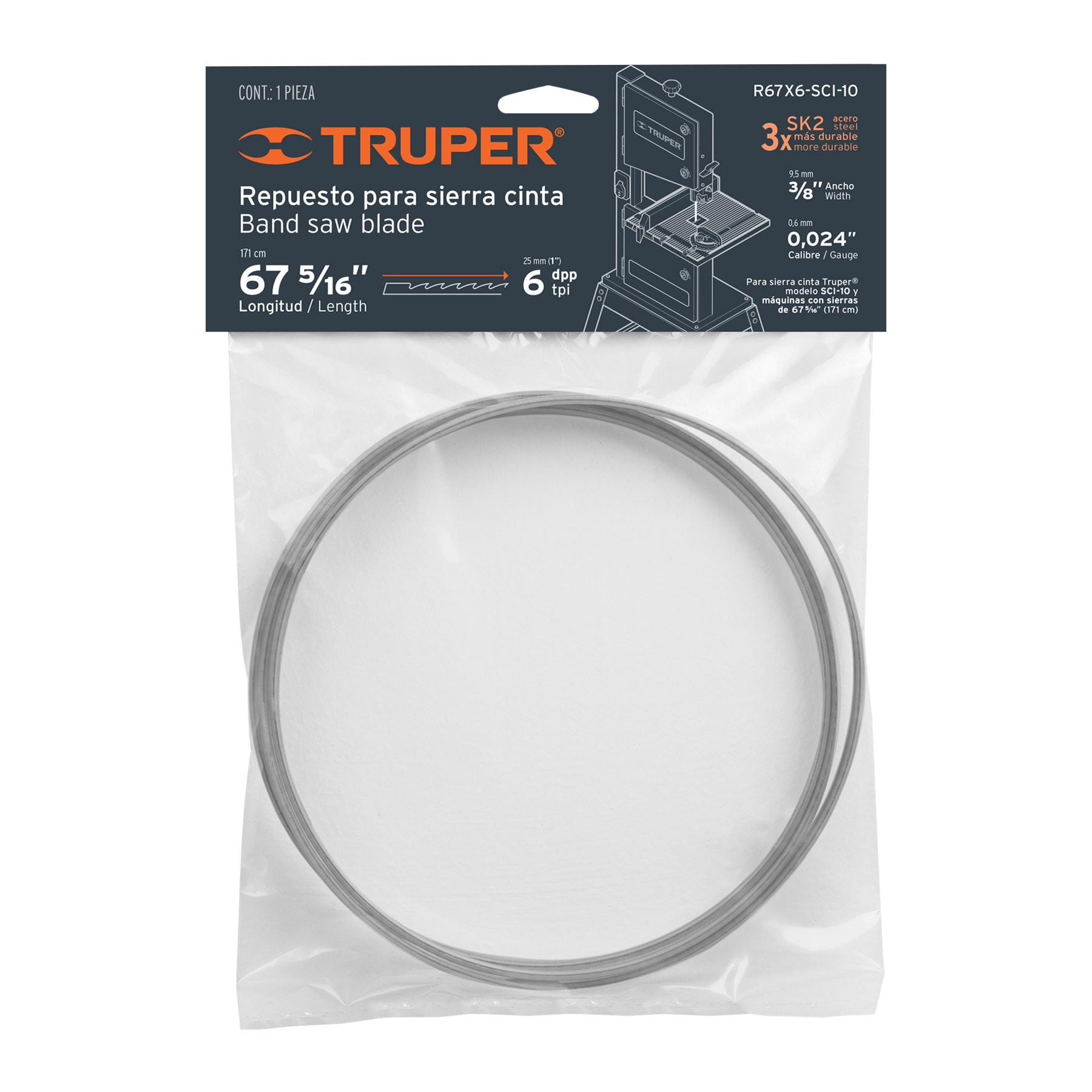 Repuesto sierra 67" x 6 dpp, para sierra cinta sci-10
