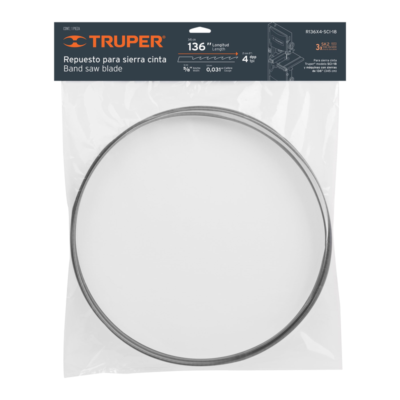 Repuesto sierra 136" x 4 dpp, para sierra cinta sci-18
