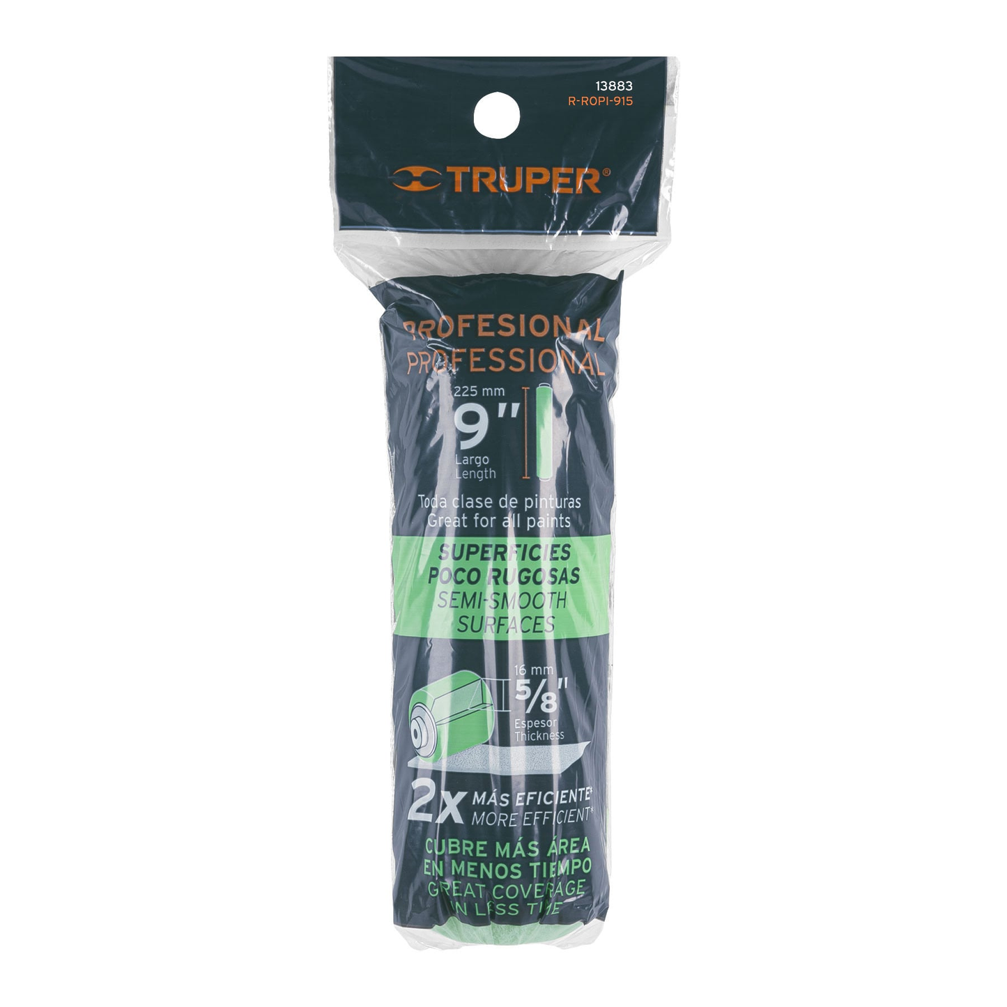 Repuesto para rodillo para pintar, felpa 9 x 5/8", lisa