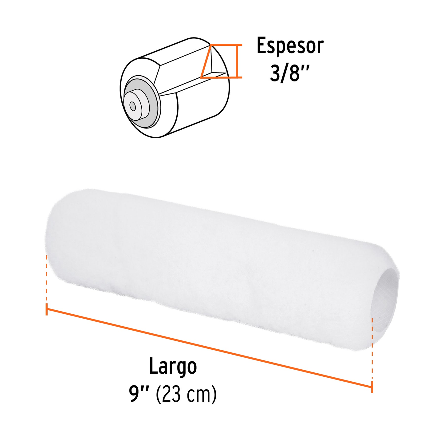 Repuesto para rodillo para pintar, felpa 9 x 3/8",extra lisa