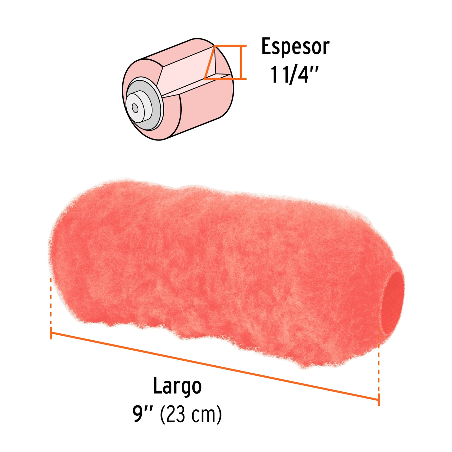 Repuesto para rodillo para pintar, felpa 9 x 1-1/4"