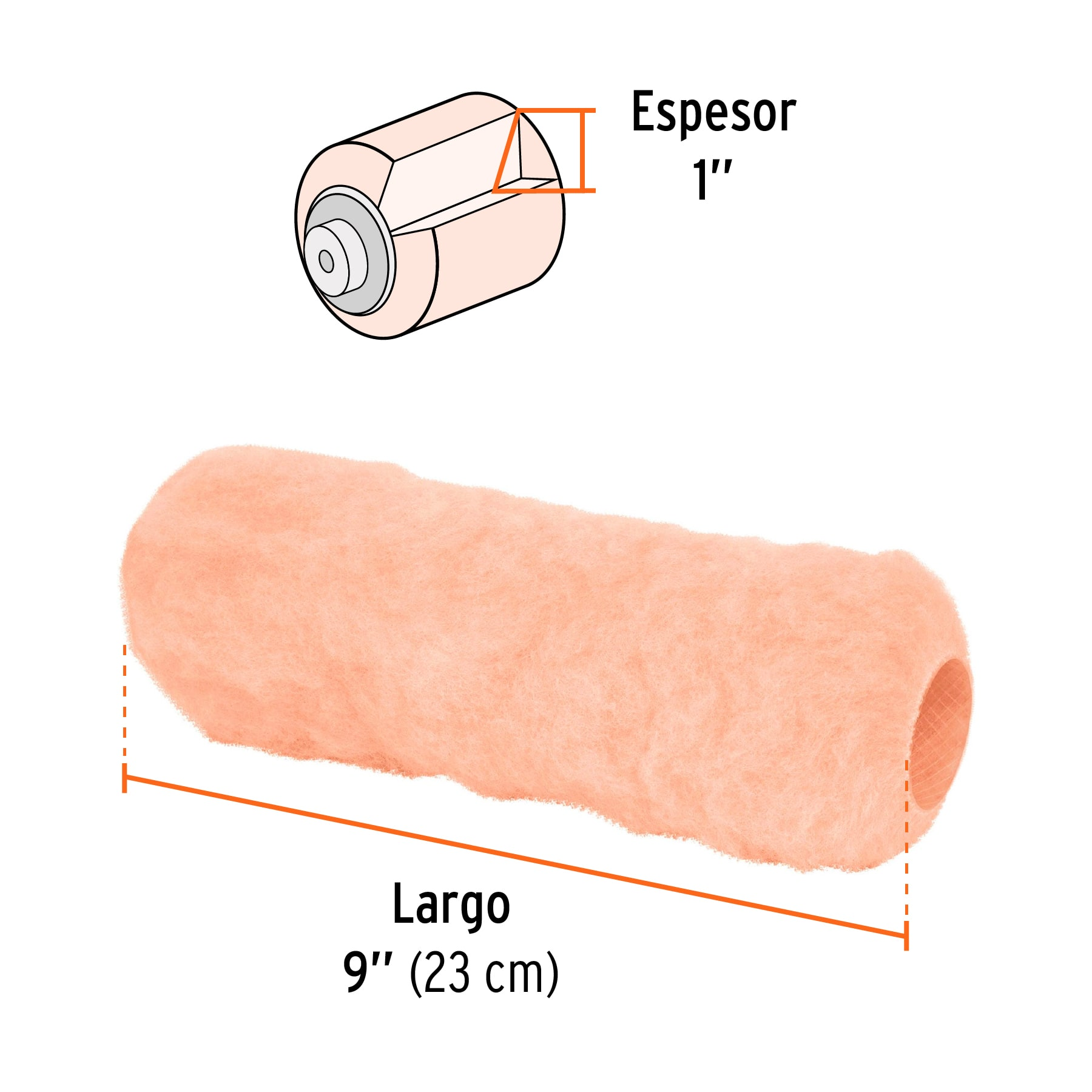 Repuesto para rodillo para pintar, felpa 9 x 1", rugosa