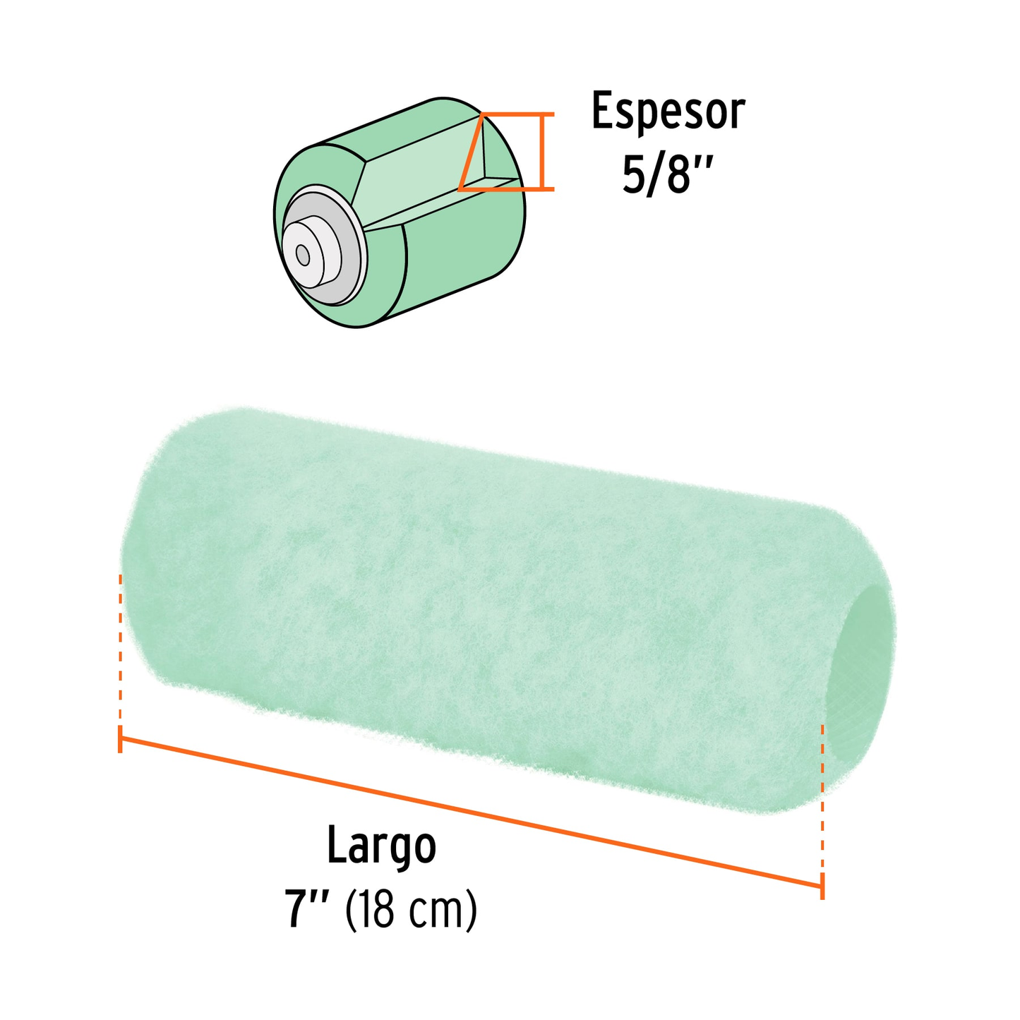 Repuesto para rodillo para pintar, felpa 7 x 5/8", lisa
