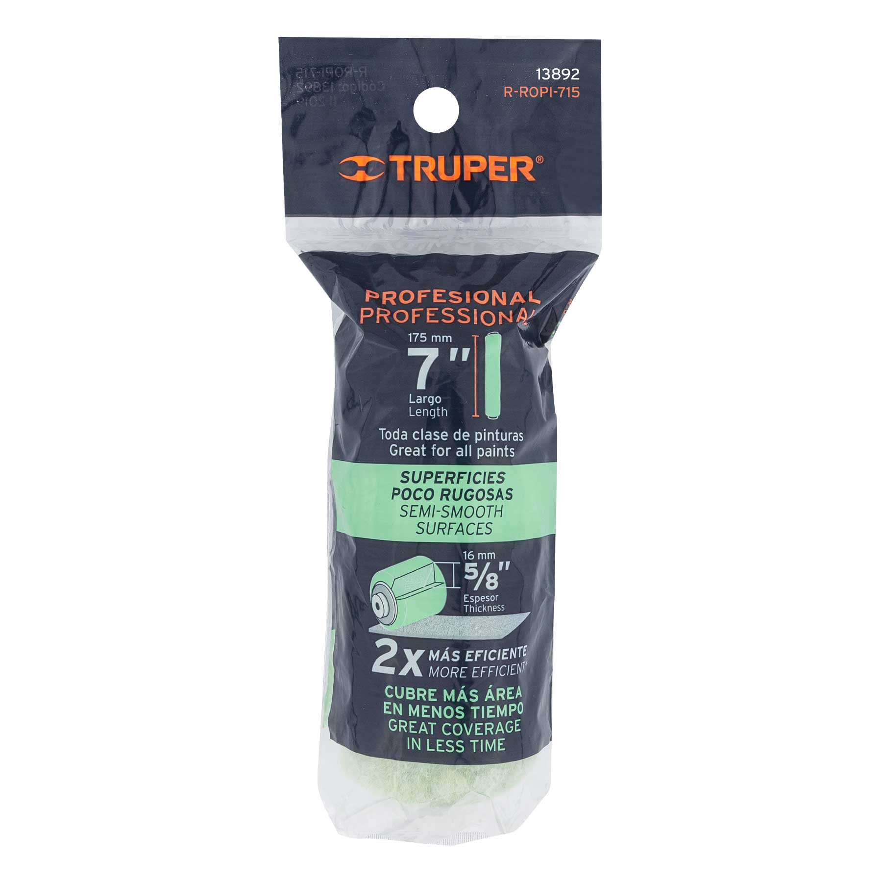 Repuesto para rodillo para pintar, felpa 7 x 5/8", lisa