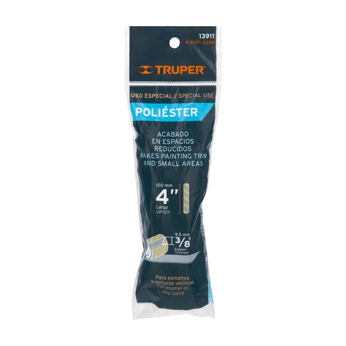 Repuesto para mini rodillo p/pintar,felpa de nylon, 4 x 3/8"