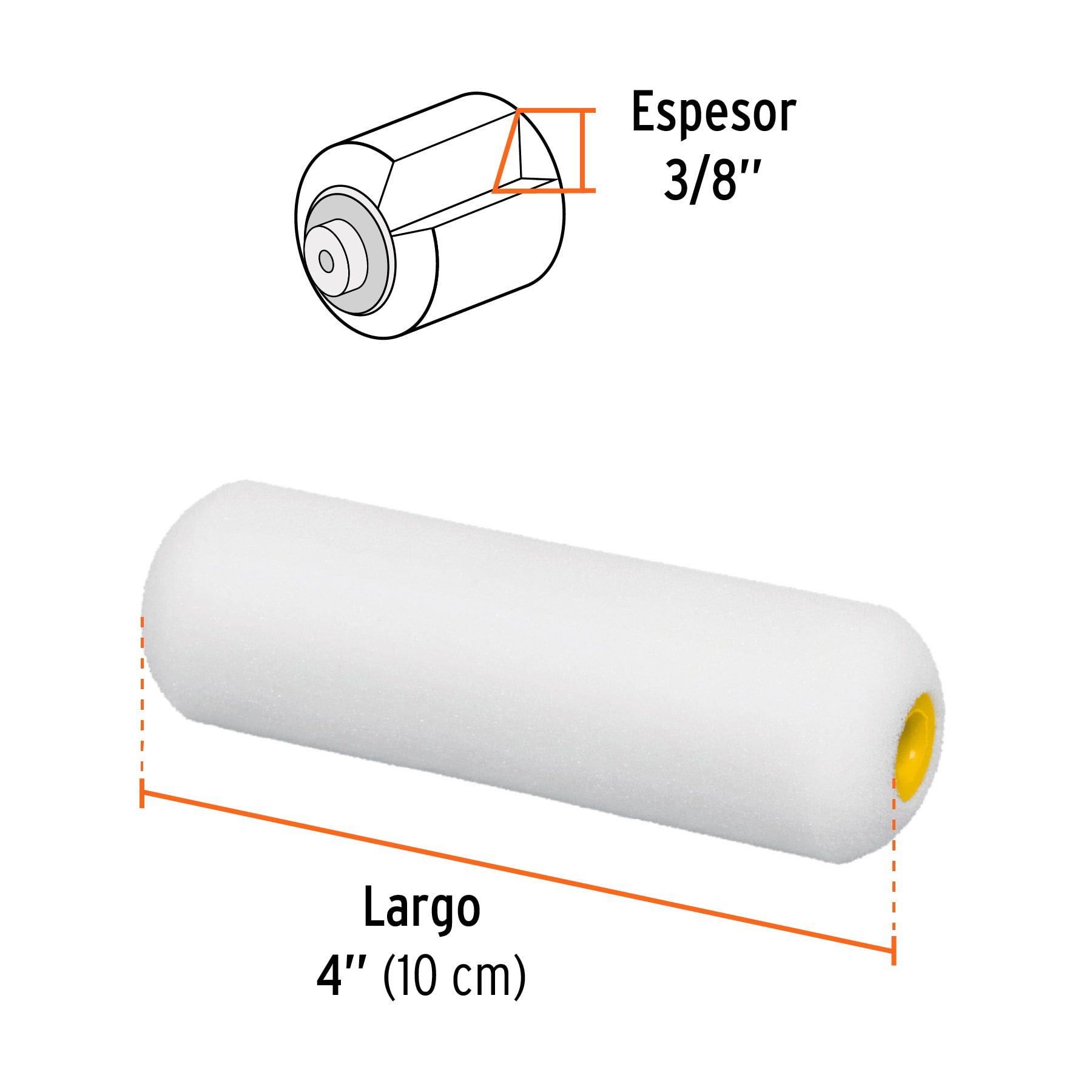 Repuesto para mini rodillo p/pintar, felpa, esponja 4 x 3/8"