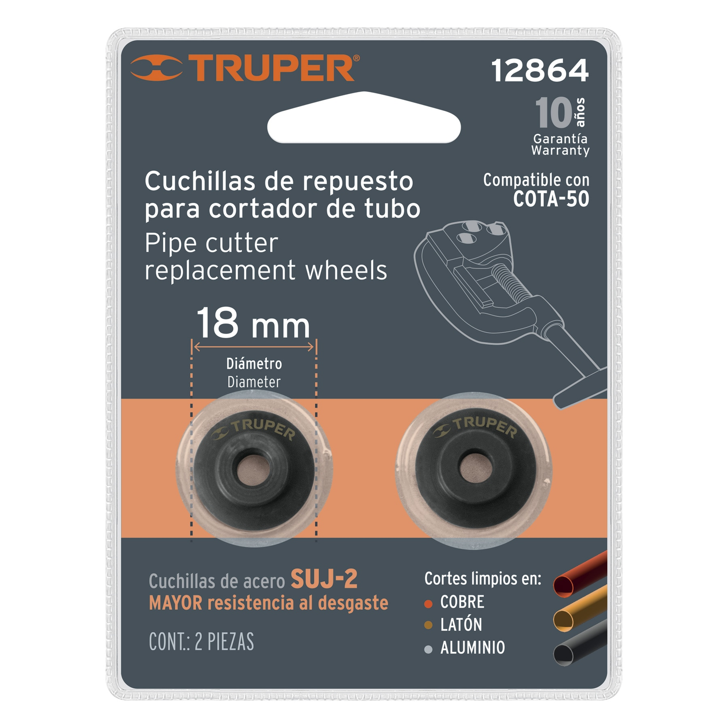 Repuesto de cuchillas para cortador de tubo COTA-50, 2 pzas