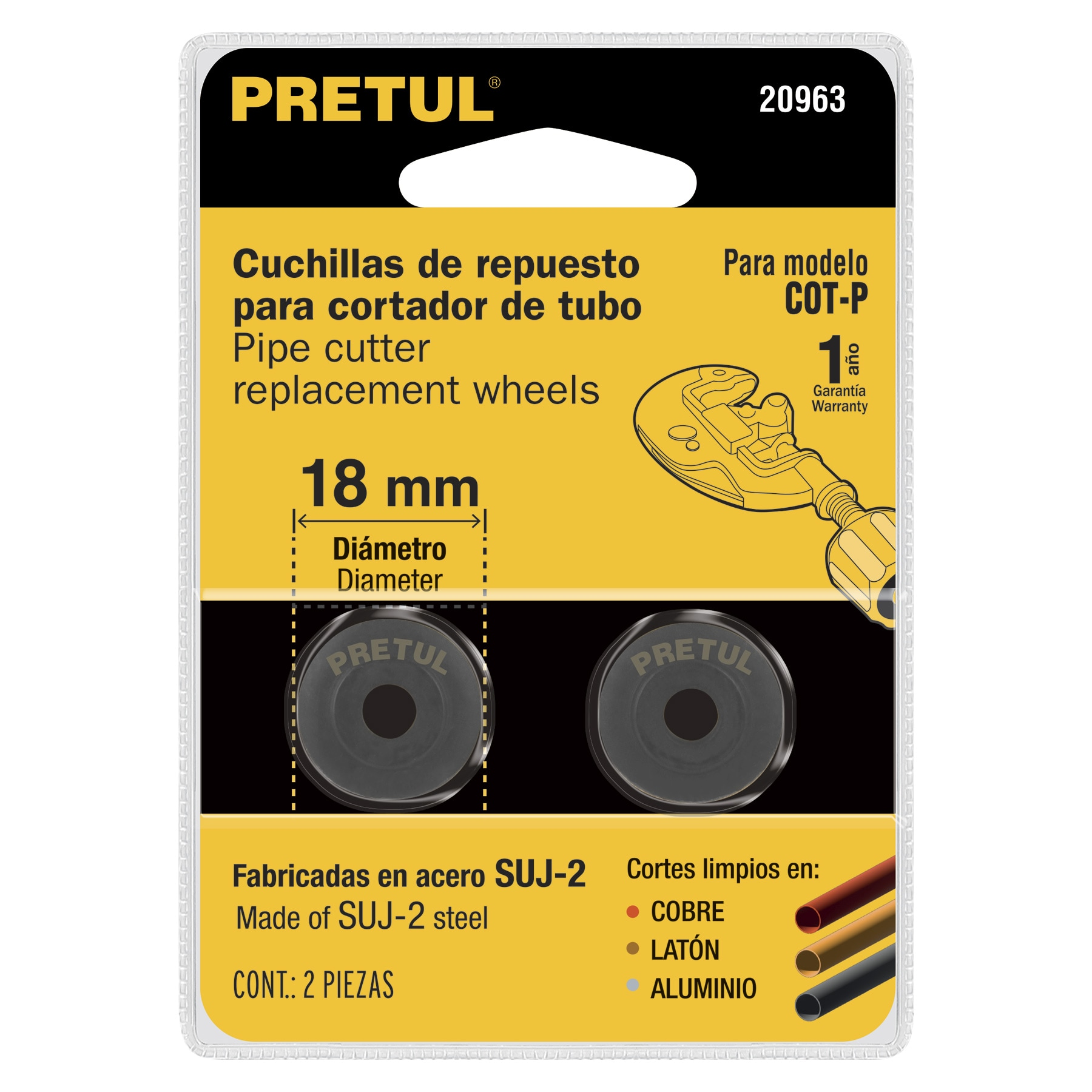 Repuesto de cuchillas para cortador de tubo COT-P, 2 piezas